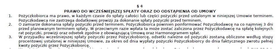 wcześniejsza spłata pożyczki