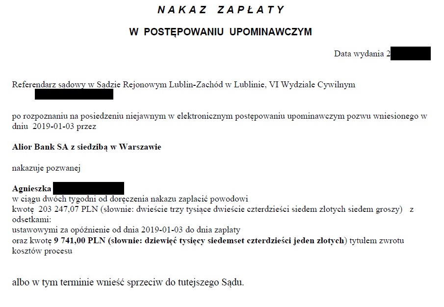 wniosek o przywrócenie terminu do złożenia sprzeciwu