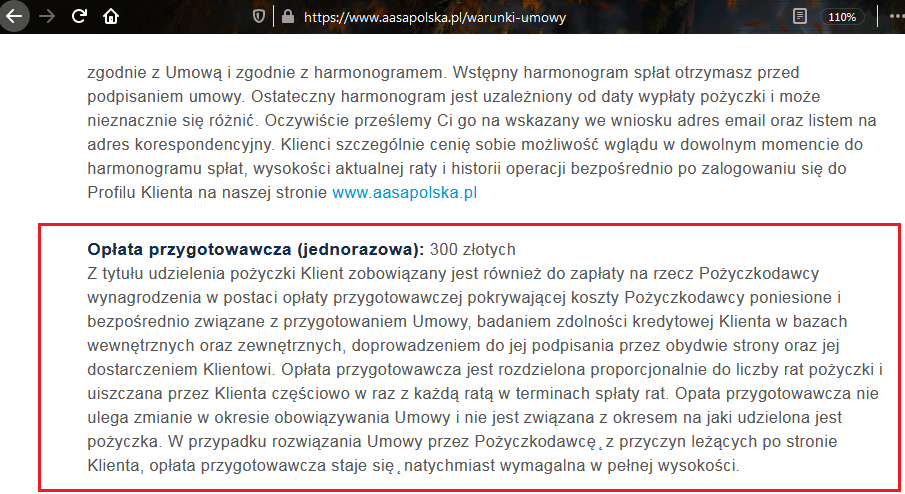 opłata przygotowawcza