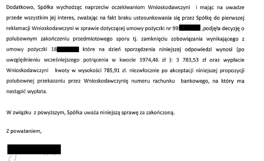 Umowa pożyczki zawarta z Providentem - finał sprawy
