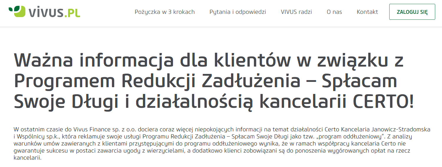Certo ulga od długu