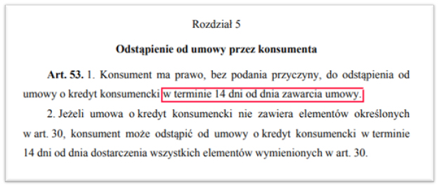 Ustawa o kredycie - odstąpienie