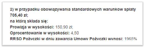 Warunki pożyczki
