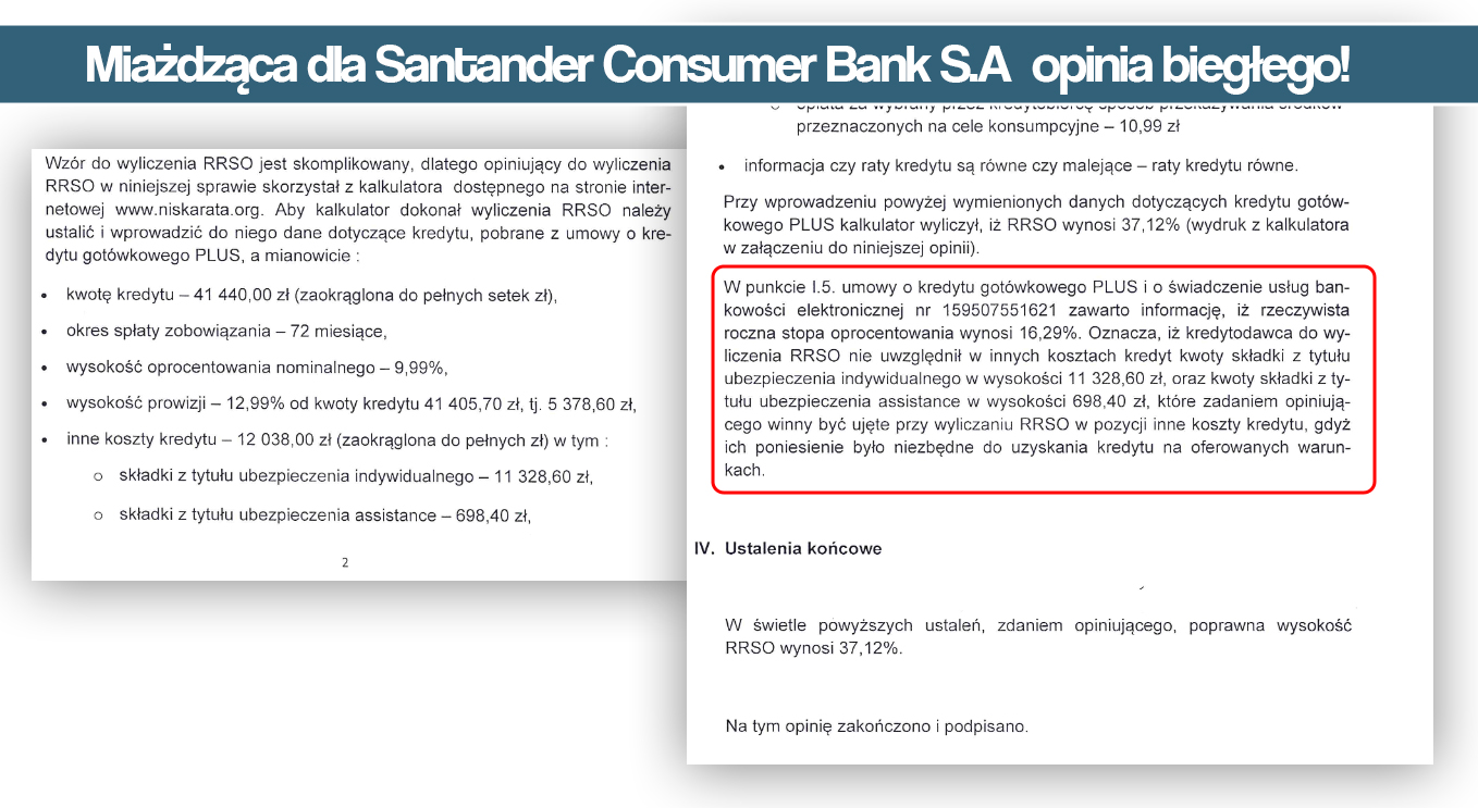 Santander Consumer Bank S.A. opinia biegłego