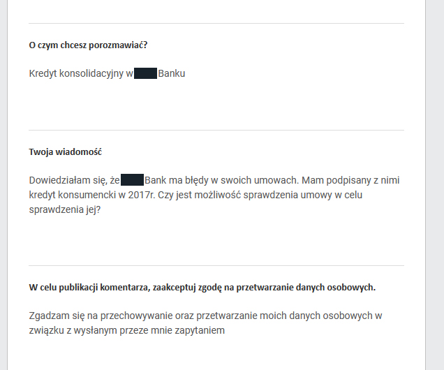 zapytanie o sankcję kredytu darmowego