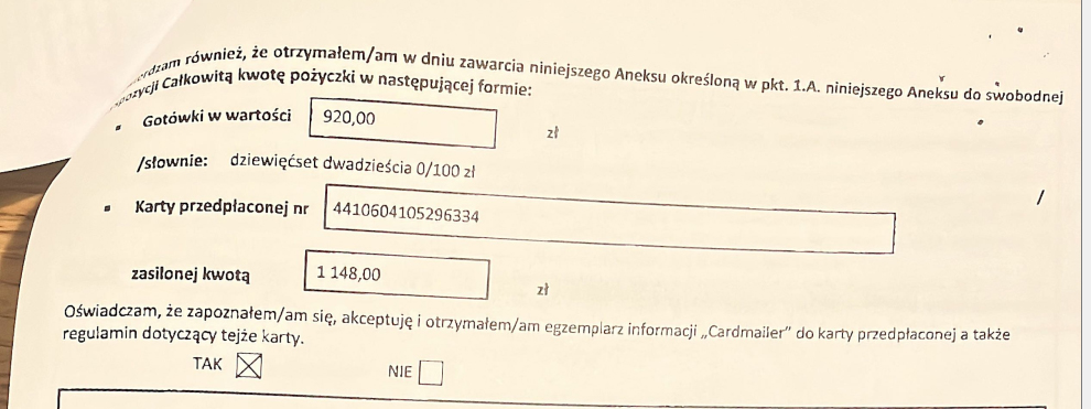 Bocian pożyczka karta przedpłacona