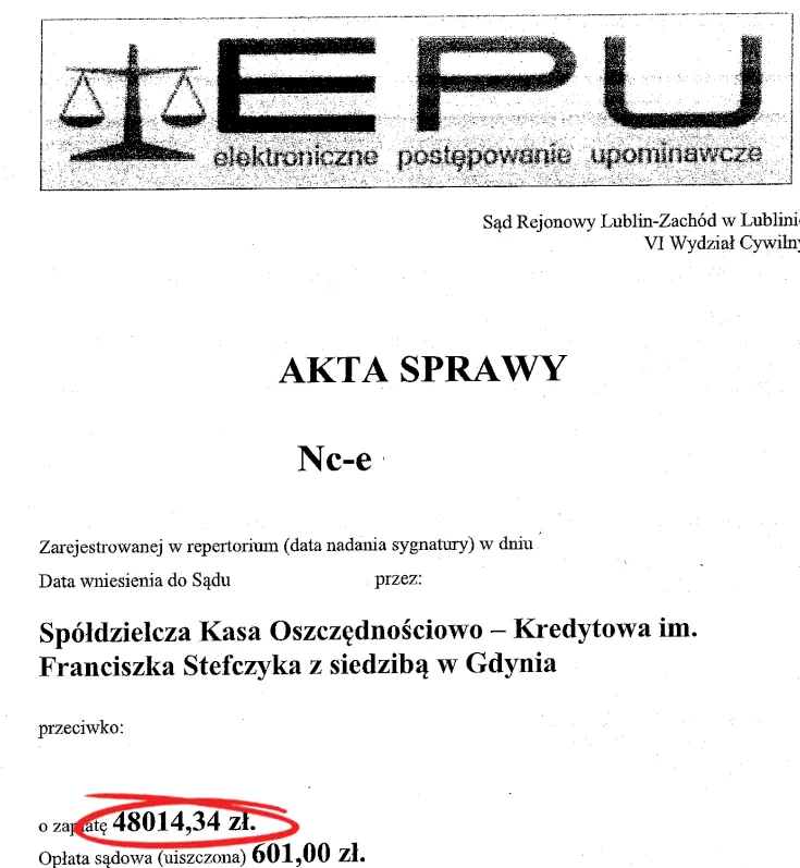 pozew od SKOK pozew od SKOK