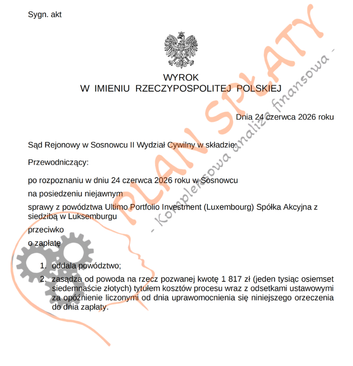 Zanonimizowany wyrok dotyczący podmiotu Ultimo